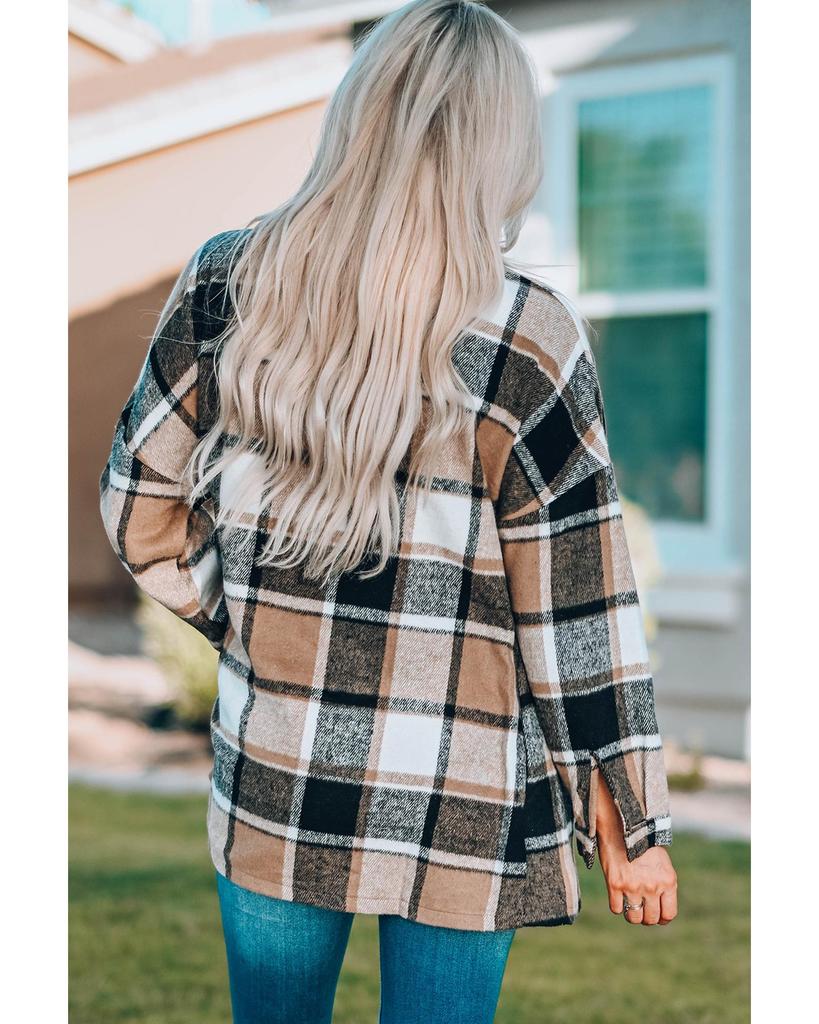 Azura Exchange Куртка-рубашка с клетчатым принтом на пуговицах