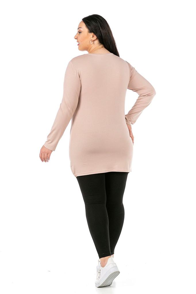 Women's Style Big Size Body Plus Size Round Neck Long Sleeve Viscose Long Mink Body