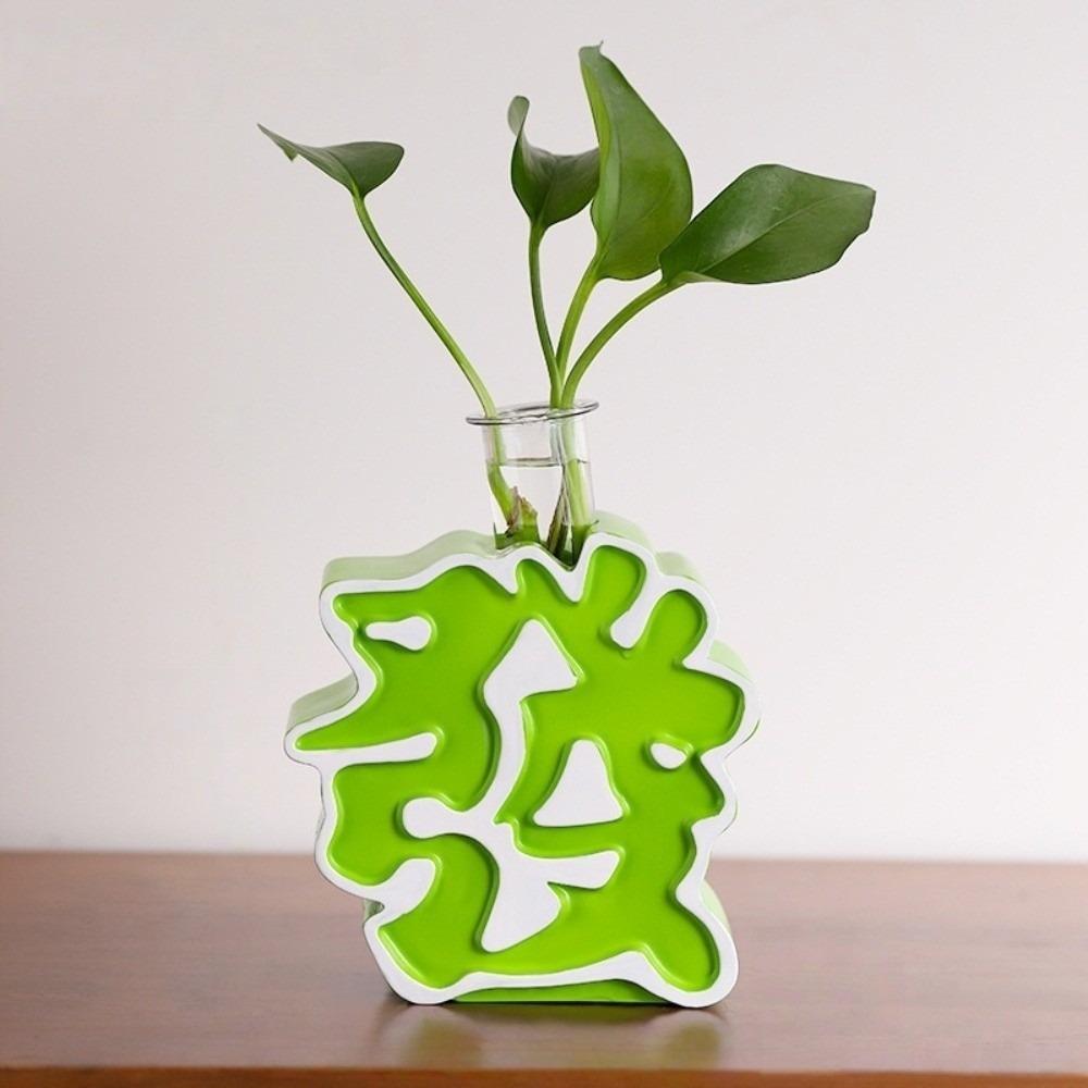 Make a Fortune Fa Cai Ornament Chinese Characters Organic Resin Hydroponic Plant Container Creative Home Decor