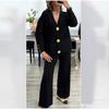 European Style Women's Knit Cardigan & Wide-Leg Pants Two-Piece Set