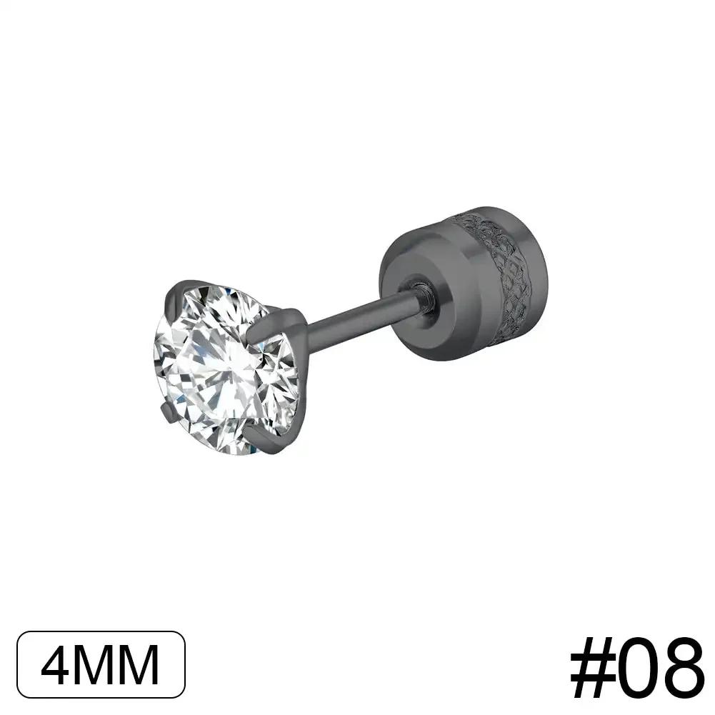 Fashion Four Claw Zircon Cartilage Stainless Steel Ear Stud Crystal Zircon Earrings Piercing Jewelry Steel Clear