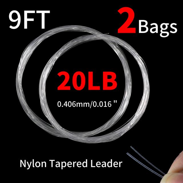 Bimoo, 2 сумки, 9 футов, 12 фунтов, 15 фунтов, 20 фунтов, конические поводки для ловли нахлыстом, палочки большого размера, нейлоновая монофильная леска для ловли нахлыстом, леска