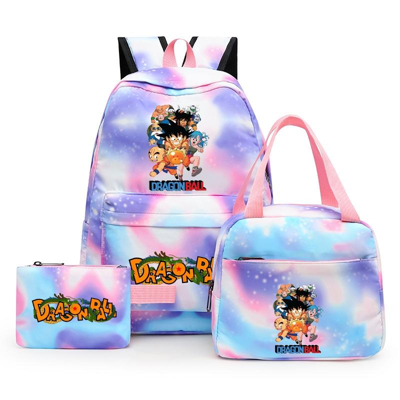 3Pcs/set Anime Dragon Ball Backpack for Girls Boys Back To Schoolbag with Lunch Bag Student Bookbag Men Women Travel Bag Mochila