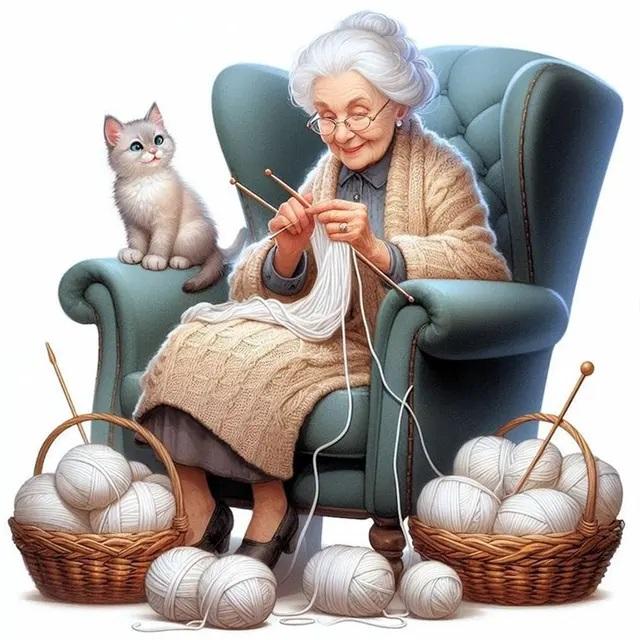 Weaving Granny Diy Diamond Painting New 2024 Beads Embroidery Mosaic Cute Grandma Full Diamond Cross Stitch Kits Home Decor