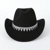 Sparkling Felt Fedora Hat Rhinestone Decoration Top Hat Classic Western Cowboy Hat  Outdoor Riding