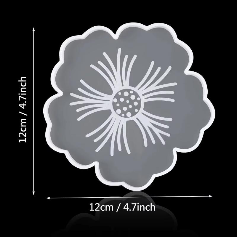 2Pcs Flower Silicone Coaster Molds for Resin Casting DIY Agate Craft Cup Mat Home Decoration Mold