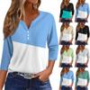 Жен. Футболка Футболка С принтом Пуговицы Рукав 3/4 Повседневные Выходные Мода Классический V-образный вырез Обычный Топ