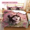 Cartoon Husky Pattern Bedding Home Decoration Birthday Gift (1 * duvet cover + 2 * pillowcase, without core)