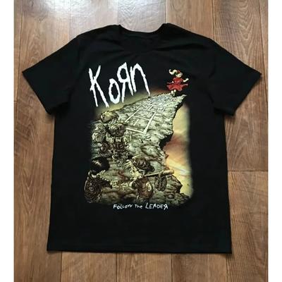 Korn Follow The Leader Хлопковая футболка с принтом Двусторонняя футболка в стиле ню-метал Мужская и женская оверсайз парная футболка