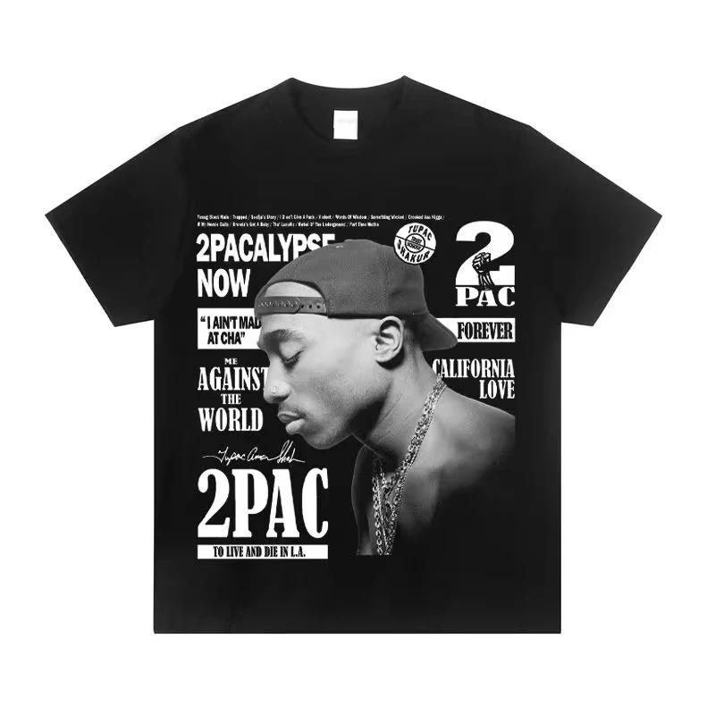 2026 2PAC Tupac American Rapper TShirt Unisexs Cotton Crew Neck West Coast Hip Hop Trendy Short Sleeve Tee for Unisex and Women