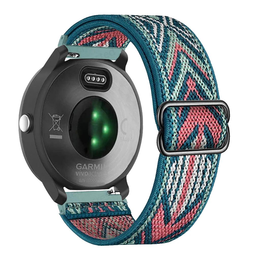 20 мм 22 мм нейлоновый ремешок для Garmin Vivoactive 4 3 HR, браслет для часов Venu 2 SQ Forerunner 645, эластичный браслет, Fenix 6 5 Pro