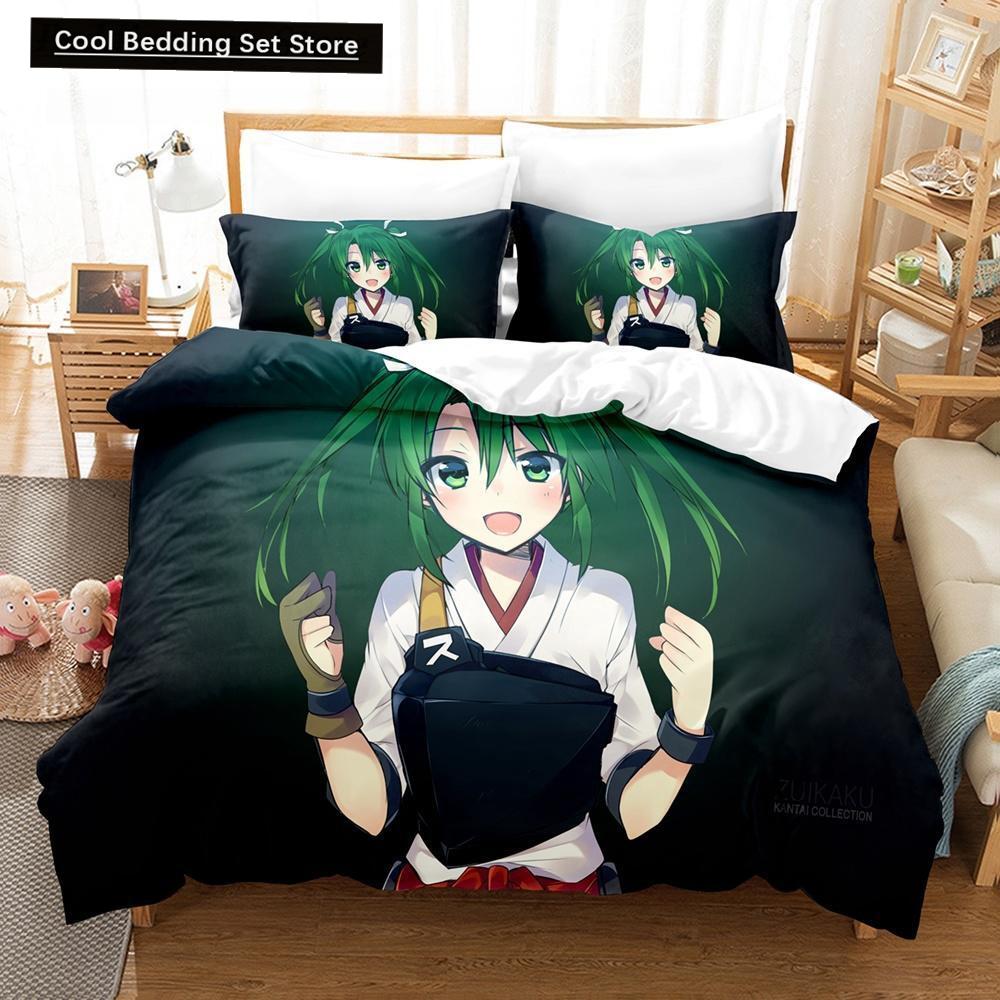 Новое 3D Kawaii Аниме Zuikaku (Канколле) Комплект постельного белья односпальный двуспальный двуспальный двуспальный комплект для взрослых и детей спальня пододеяльник наборы