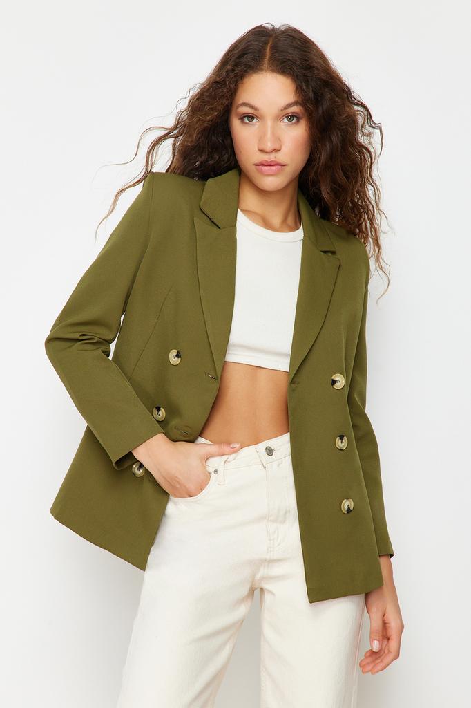 Women's Fashion Blazer Jacket Coat Lapel Long White Oversize Lined Woven Blazer Jacket