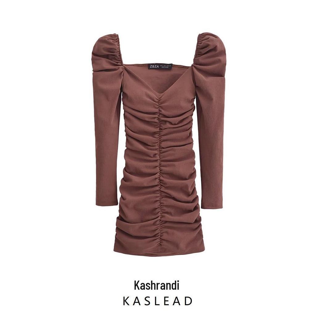 2025 Spring Fashion: Women's European & American Slim Stretch Pleated Dress