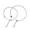 Paired Bracelets and Set of Surgical Stainless Pink Maximum Length [White Clover] Anklets, 2-Way, 2, Couples, Hypoallergenic, Steel, & Blue,