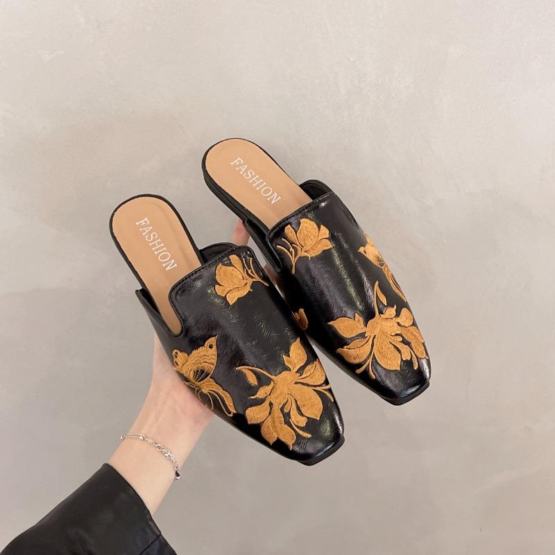 Flower Mules Women Shoes Flats Slippers New Sandals Summer Designer 2025 Dress Flip Flops Comfort Casual Slides Mujer