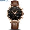 CRRJU New Leather Strap Men's Watch 2313 Steel Strap Watch Simple Business Personality Men Fashion Waterproof