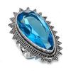 Blue Topaz Gemstone Handmade 925 Sterling Silver Jewelry Ring Size 6.5 N7S61