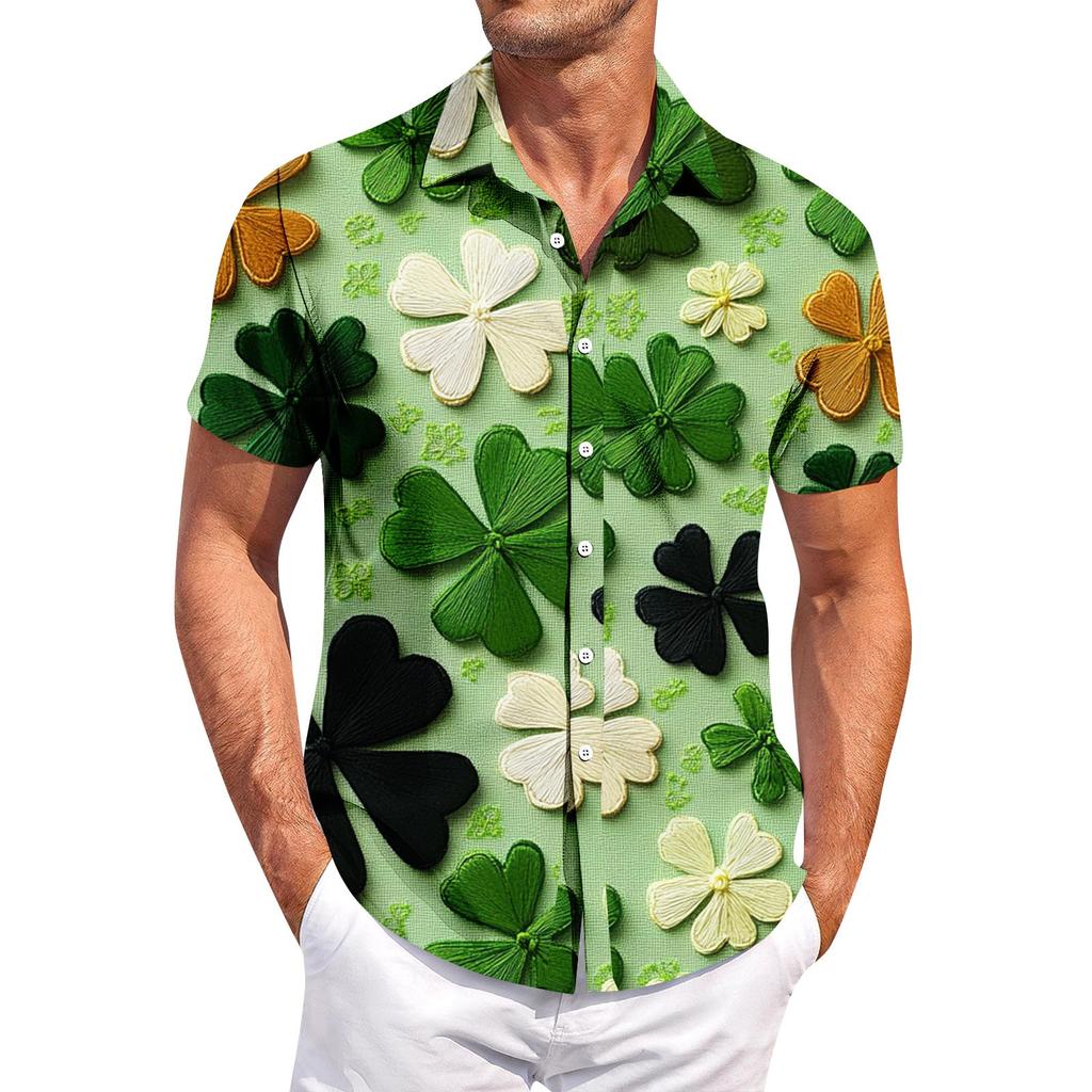 Мужская повседневная рубашка с короткими рукавами, облегающая, стильная, мужская. Патрик Принт