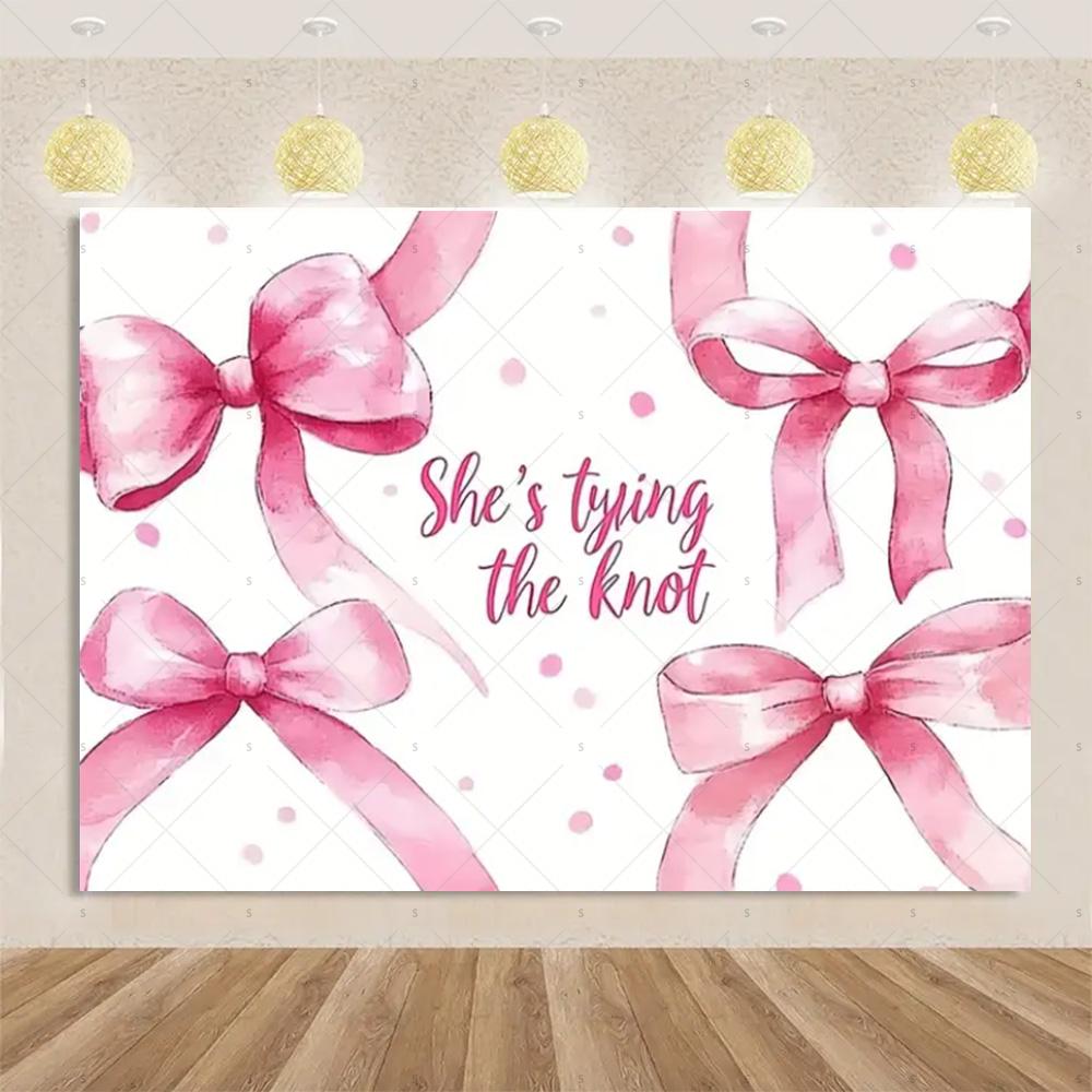 Pink Bow Tie Background Banner Girls Birthday Party Decorations Balloon Flower Photography Backdrop Supplies Photo Shoot Props