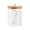 Transparent Storage Box Cotton Swab Organizer with Wooden Lid Large Capacity Dustproof Widely Used Floss Picks Cotton Balls Holder