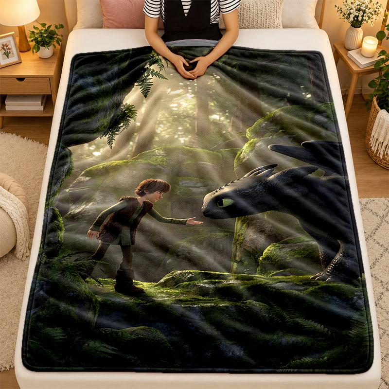 Flannel BlanketHow to Train Your Dragon Warm Soft Throw Blanket for Indoor Sofa Bed Living Room Use