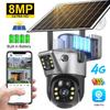 Оригинальная 8MP 4K 4G Sim солнечная камера с двумя объективами, Wi-Fi, уличная водонепроницаемая IP-камера с аккумулятором, PIR, ночное видение, CCTV, защита безопасности