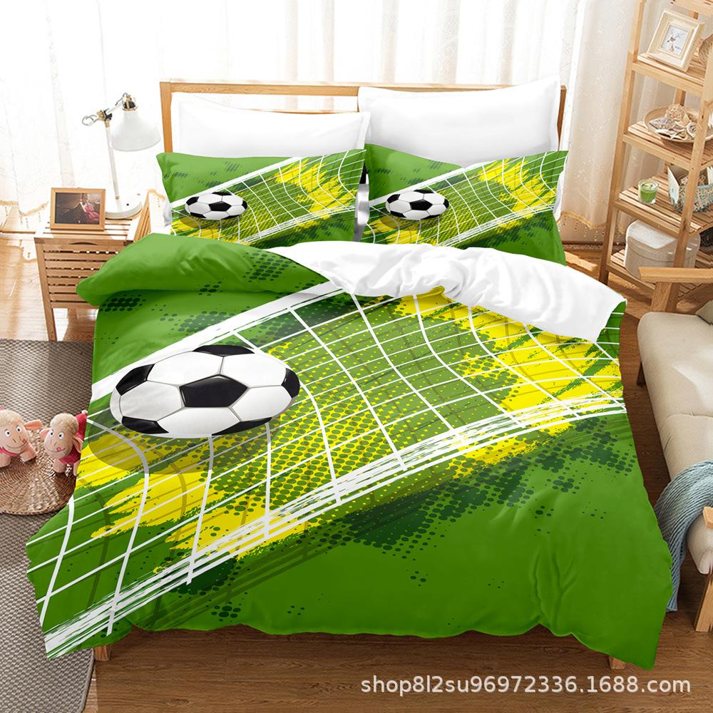 Комплект постельного белья 3D Football Series, спортивный пододеяльник и наволочка, 2/3 предмета, подходят для домашнего украшения комнат футбольных фанатов мальчиков