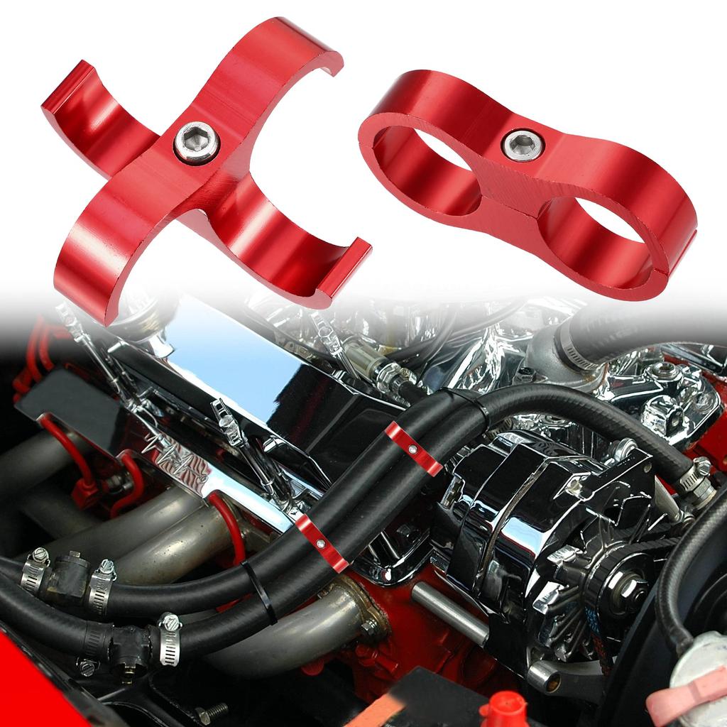 uxcell AN12 Автомобильный хомут-сепаратор шланга Соединитель топливной магистрали Топливный шланг Красный 3 штуки Алюминиевый сплав