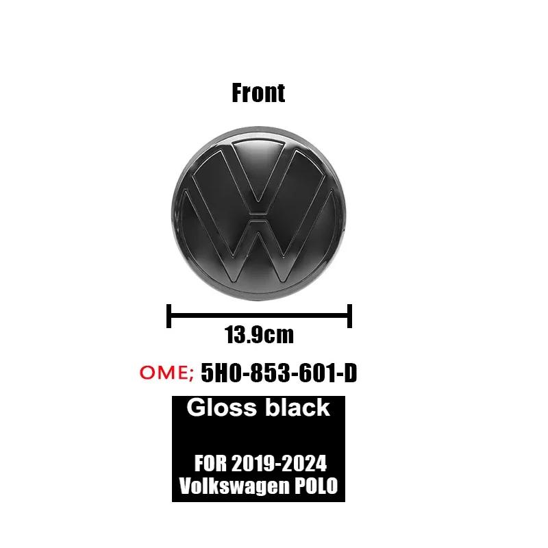 YKPSC1 139mm 110mm VW Logo ABS Emblem Car Hood Front Grill Rear Trunk Badge Accessory For Volkswagen Polo 2019 2020 2021 2022 2023 2024