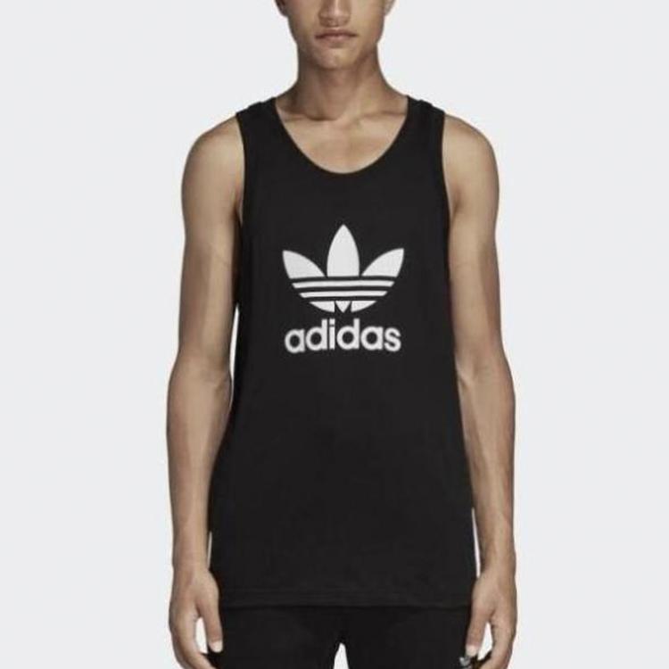 Adidas Originals Trefoil Logo Print Crewneck Tank Top International Edition Men Tops Black DV1509
