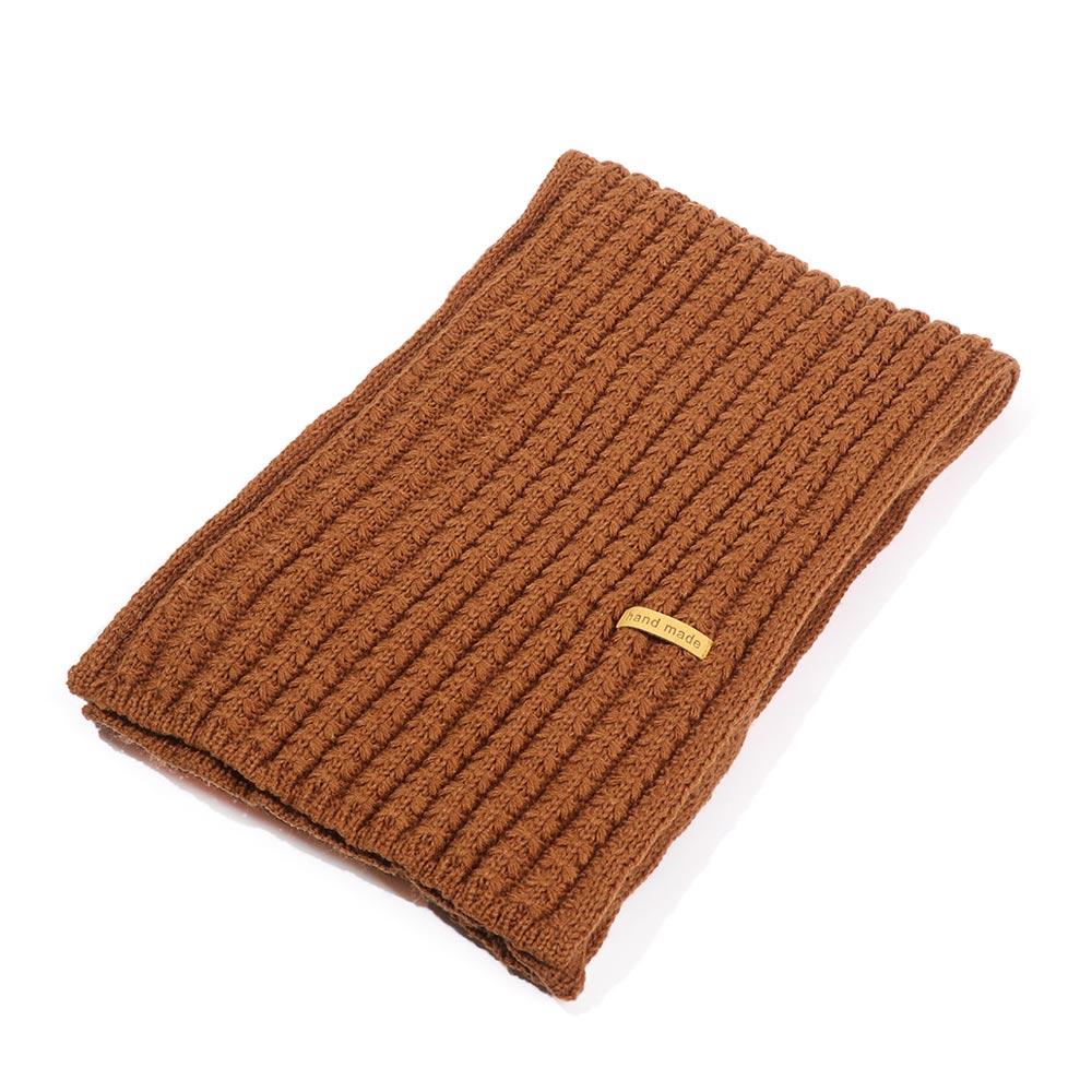 Female Outdoor Thickened Solid Color Knitted Scarf Long Scarves Vintage