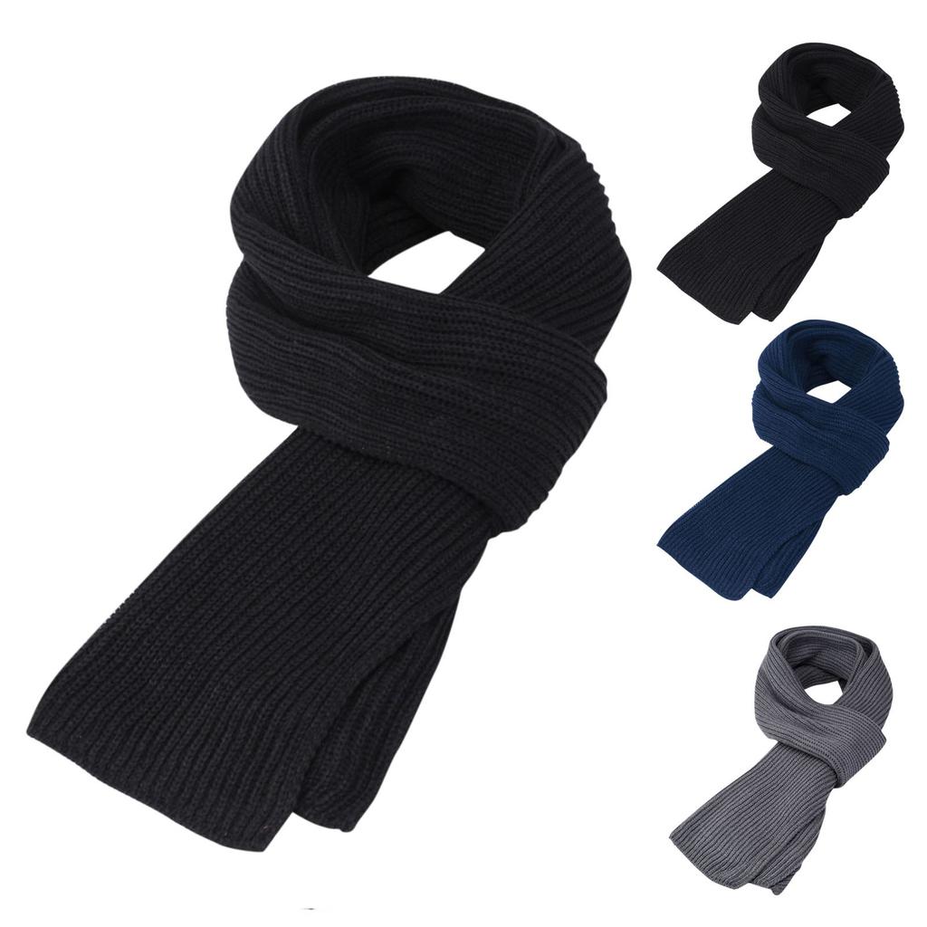 Шарф мужской зимний высококачественный однотонный теплый свитер вязаный шарф