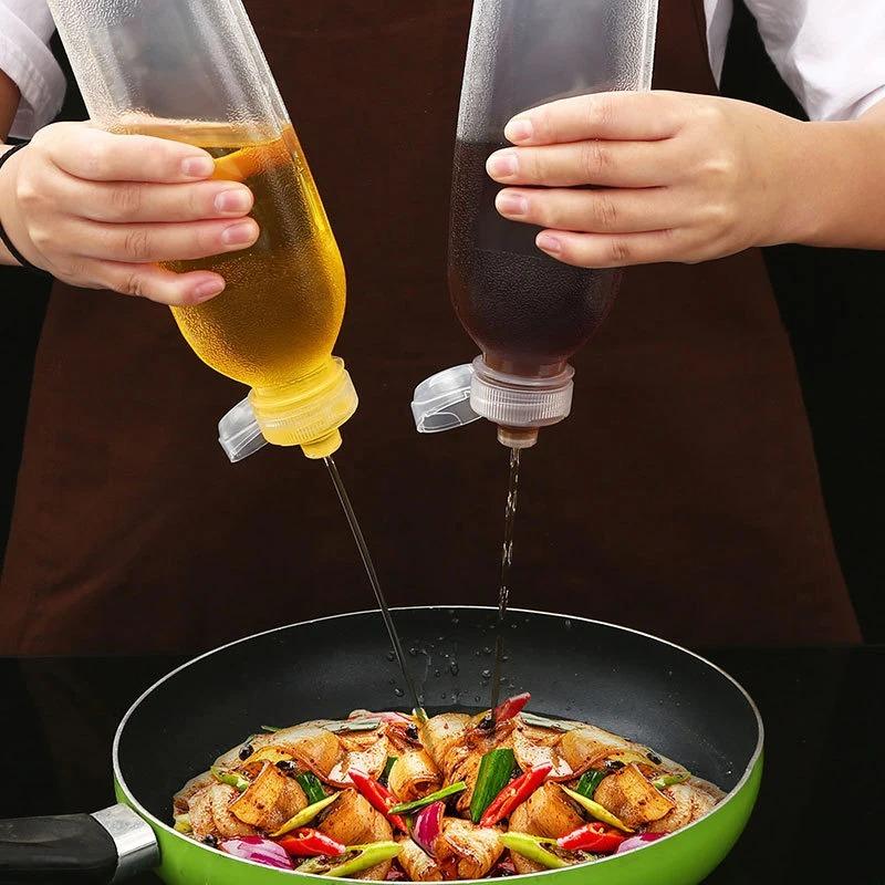 300/500ML Squeeze Seasoning Bottles Multifunction Sauce Oil Bottle Screaming Oil Control Bottle High Temperature