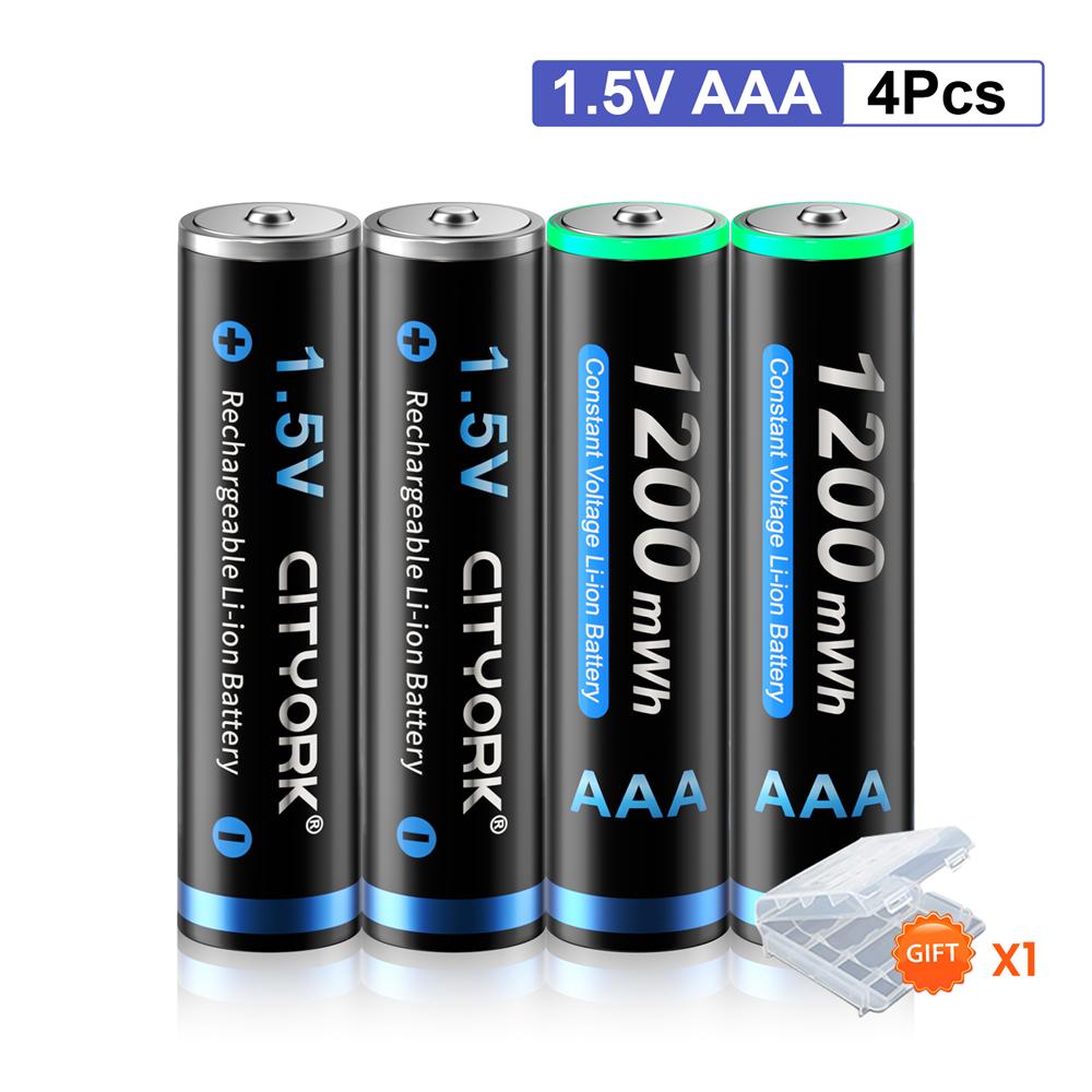 CITYORK 1.5V AA AAA Li-ion Аккумулятор 1.5V AA+AAA Перезаряжаемый Аккумулятор AA AAA Элементы С Кейсом для Батареек на 8 Слотов
