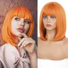 MISSQUEEN Short Bob Wig with Bangs for Girls Synthetic Bob Straight Wigs Wig for Party/Daily Heat Resistant Wig Shoulder Length