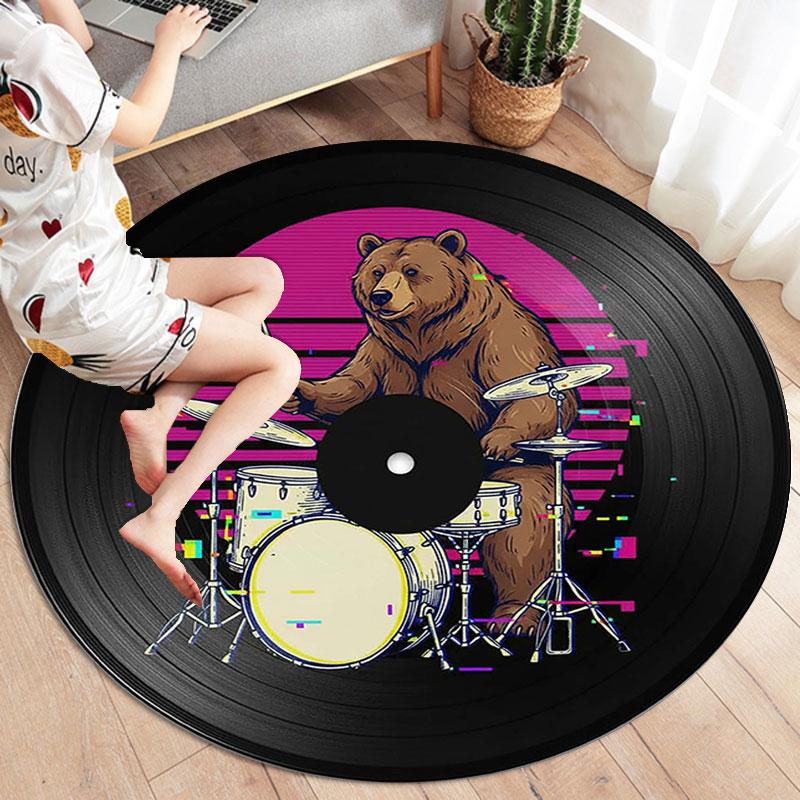 Ковер Round Area Rug с рисунком барабанов, Ковер для гостиной, спальни, дивана, игровой комнаты, Нескользящий коврик для пола