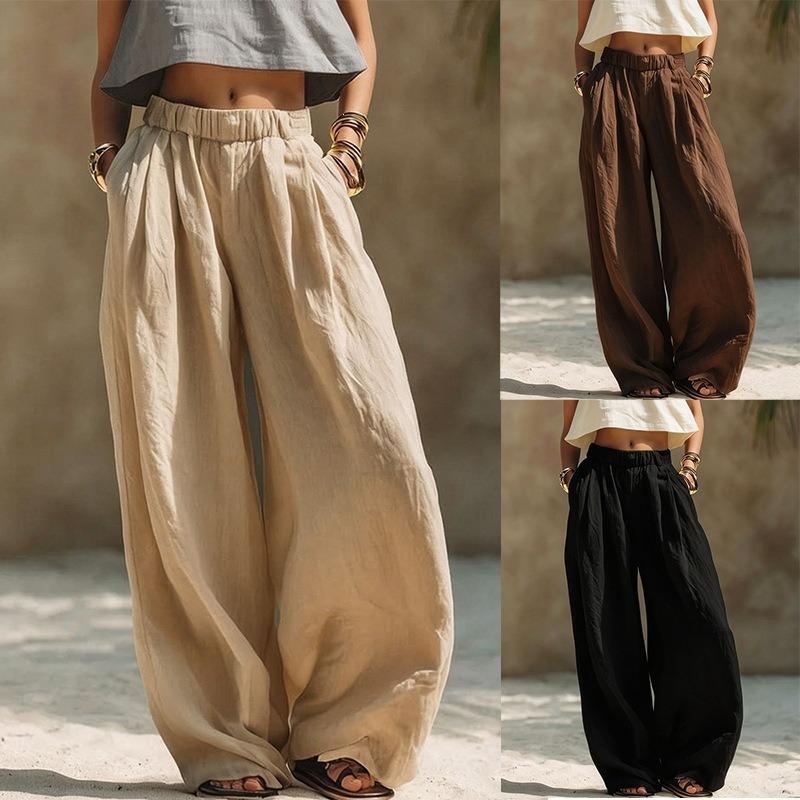 Women S Solid Color Loose Wide Leg Casual Pants