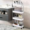 1pc 3/4 Tier Slim Storage Cart, Bathroom Rolling Utility Cart, Plastic Storage Rack With Wheels, Mobile Shelving Unit Organizer,