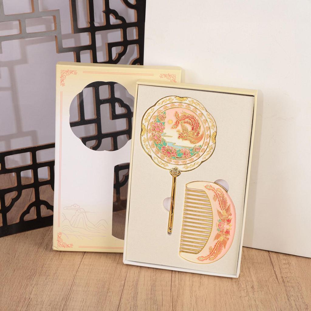 Набор карманных зеркал для женщин, девушек, антикварный дизайн, портативный, для макияжа и расческа, на День святого Валентина