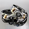 Women's A-Z Alphabet Snap Button Bracelet: Handmade Multi-layer Beaded Leather Bangle with European & American Fashion Style.