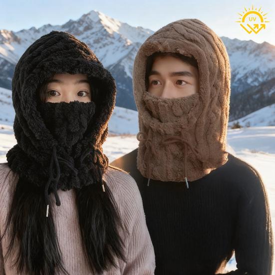 Флисовый балаклава для женщин Зимний цельный набор шапка-шарф Ветрозащитный лыжный подшлемник для лица