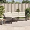 L shaped Garden Sofa with Cushions and Footstool Brown Poly Rattan