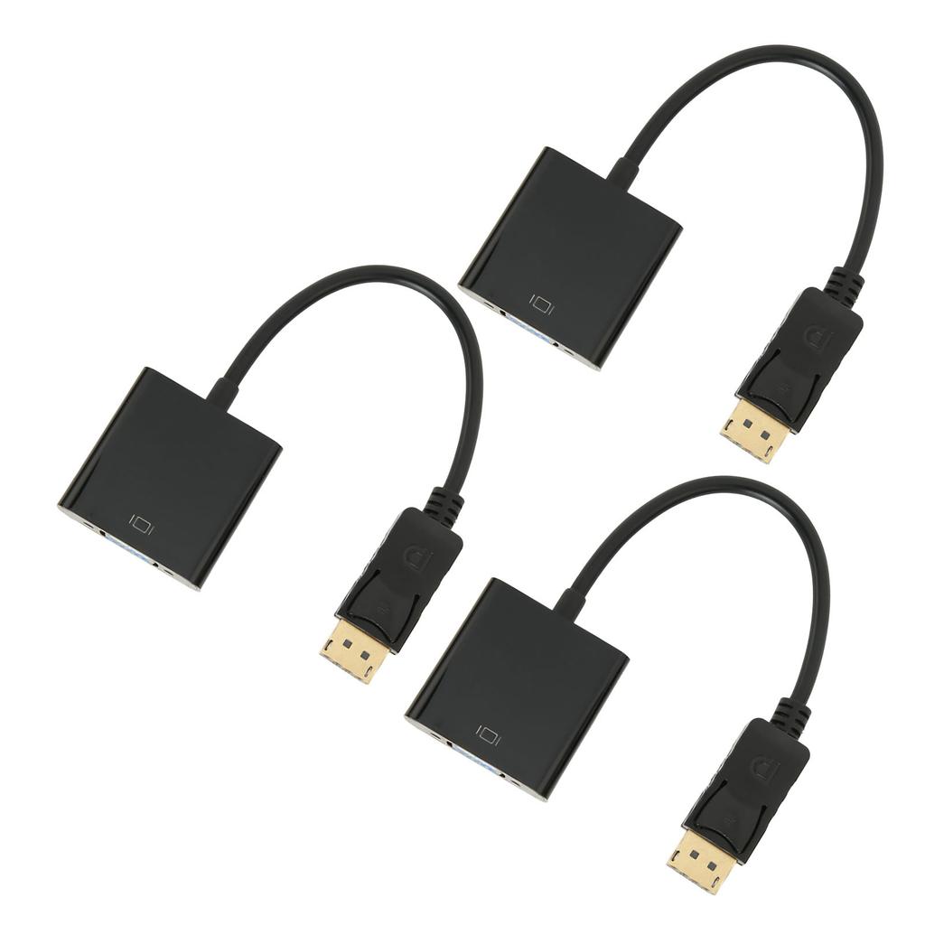 3 шт. Адаптер DP на VGA 1920x1080 FHD 60 Гц Позолоченный Компактный дизайн Адаптер DisplayPort на VGA для ноутбука и настольного компьютера
