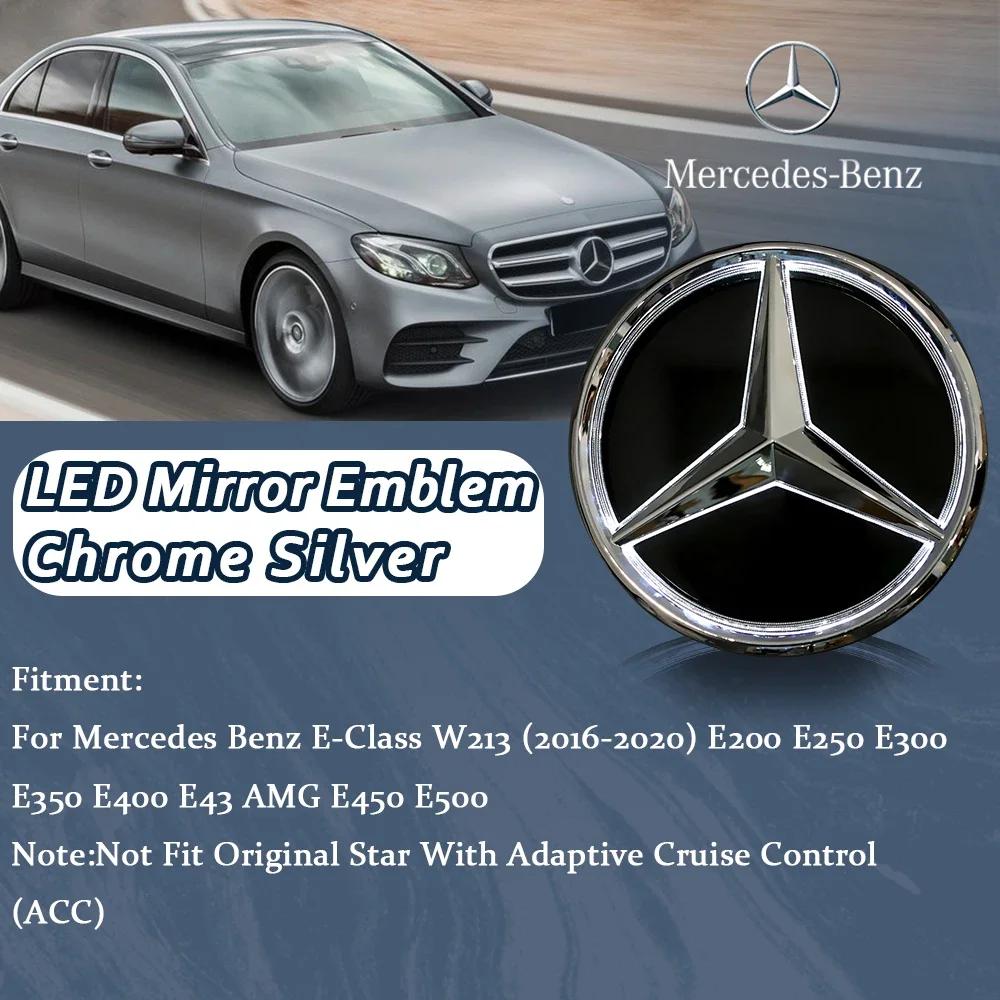 Hot Car Sticker Black Border 3D Mirror Emblem For Mercedes Benz E-Class W213 2016-2020 Silver Car Front Grilled Star Emblem Logo