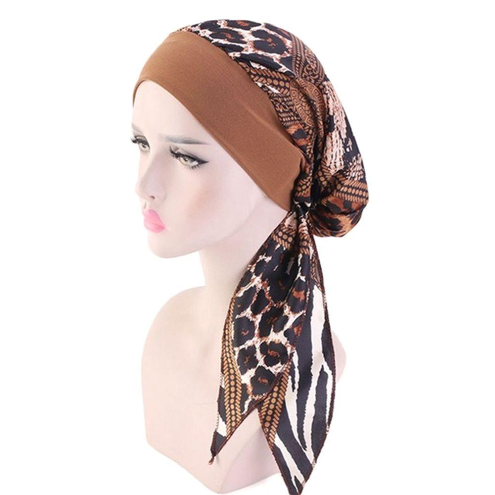 Fashion Headwear Pre-Tied Elastic Chemo Pirate Cap Hair Loss Hat Muslim Turban Cancer Head Scarf