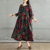 Dimanaf 2025 Women Spring Long Dress Oversize Floral New Long Sleeve Vintage Loose Casual Maxi Plus Size