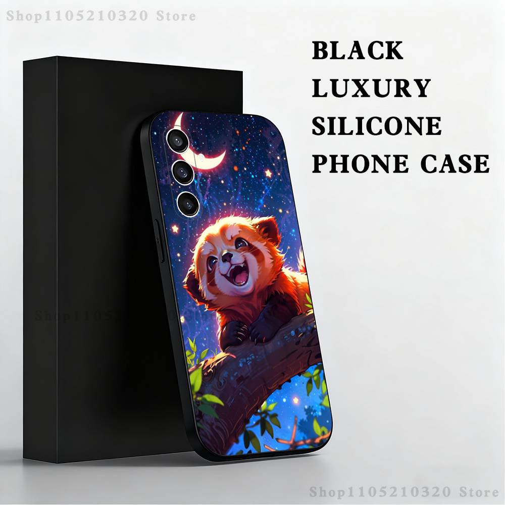 Red Panda Cute Cartoon Phone Case For Samsung S25,S24,S21,S22,S23,S30,Ultra,S20,Plus,Fe,Lite,Note,10,9,5G Black Cover