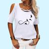 Women Fashion Short Sleeve Tee Shirt Round Neck Off Shoulder Top Ladies Casual Print T-shirt