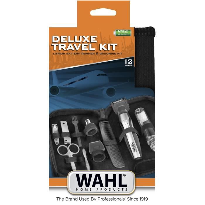 Precision Trimmer - WAHL - TRAVEL KIT DELUXE - 4 Cutting Lengths - Black / Silver